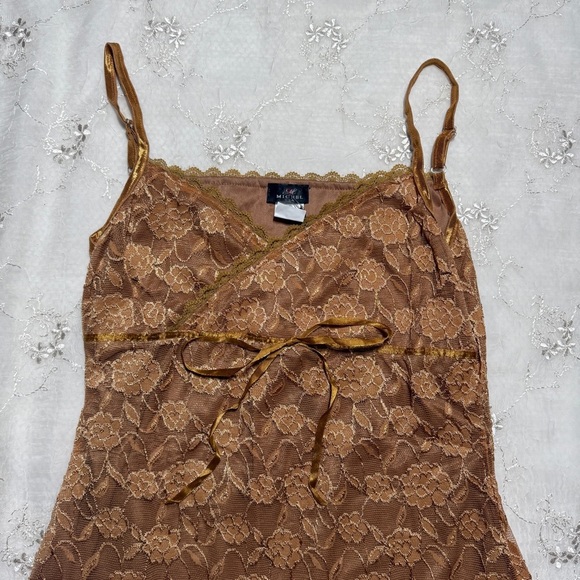 Vintage Y2K Gold Lace Fairycore Tank Top Size Large - Picture 2 of 4